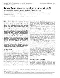 PDF) Entrez Gene: Gene-centered information at NCBI