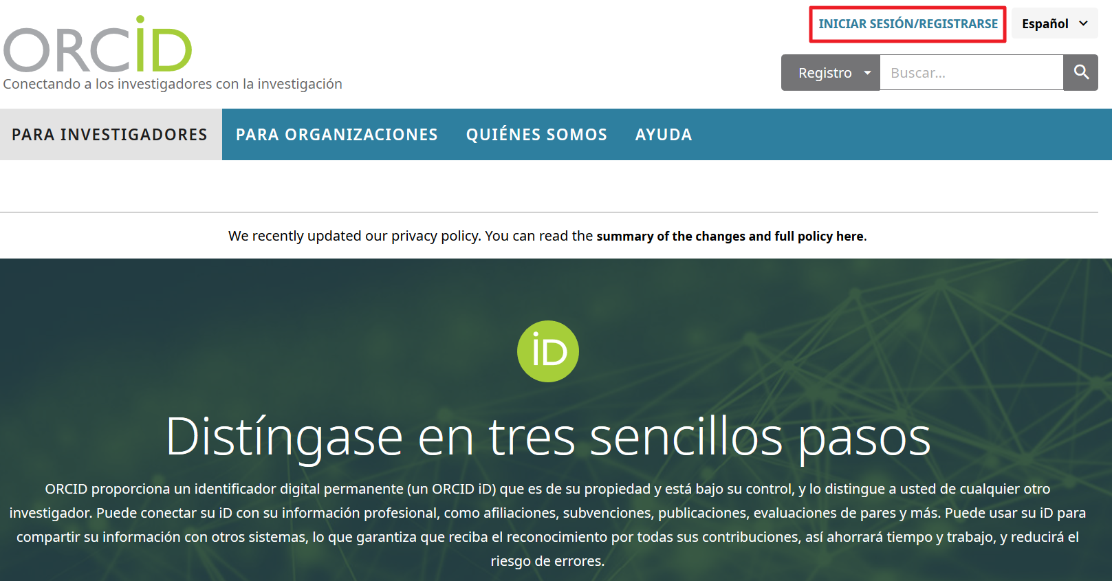 Regístrese en Orcid